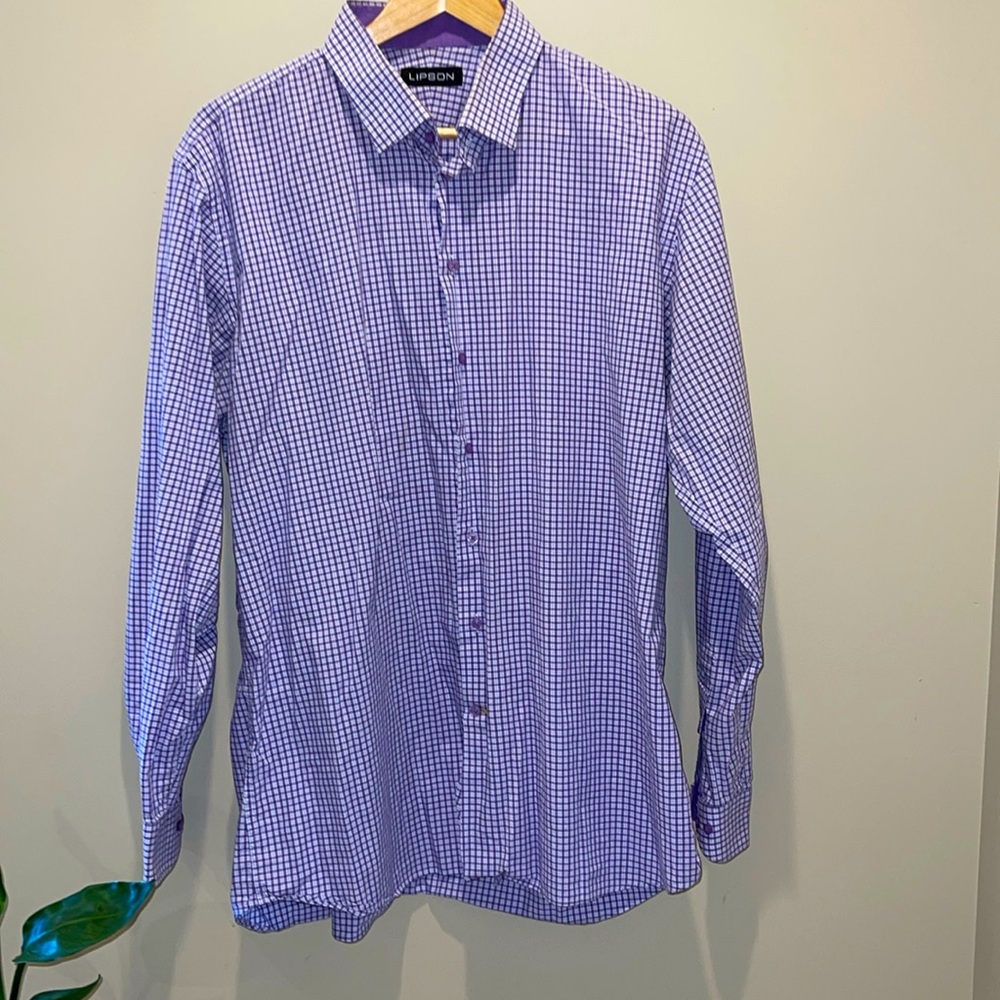 LIPSON - Men’s Lilac Checkered Dress Shirt